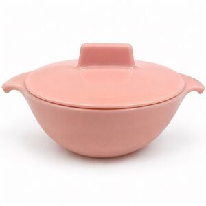 Vtg Pink Watertown Lifetime Ware Mel Mac Covered Sugar Bowl Mid Century Modern